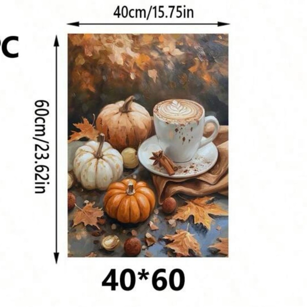 Autumn Pumpkin and Coffee Art Print Canvas (canvas only)
